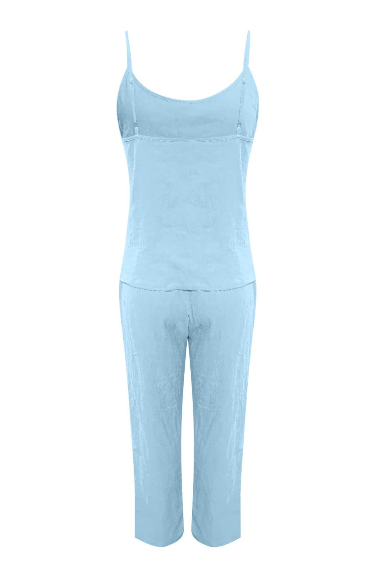 Color Cotton Spaghetti Straps Long Pants Set