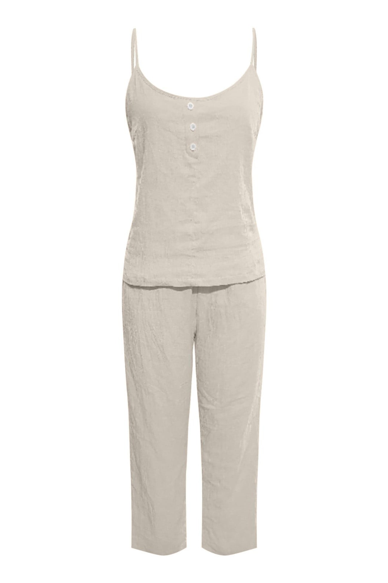 Color Cotton Spaghetti Straps Long Pants Set