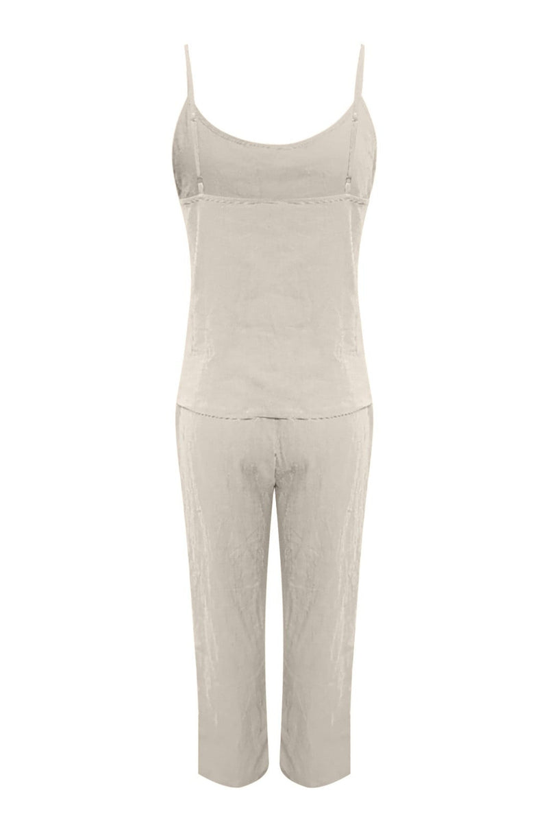 Color Cotton Spaghetti Straps Long Pants Set