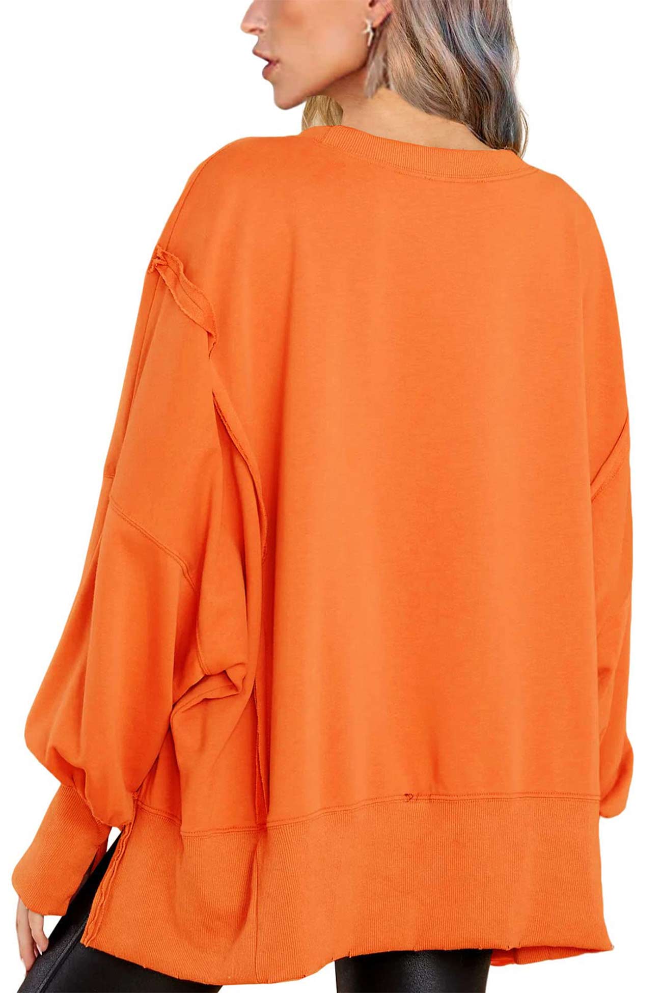 Crew Neck Long Sleeve Slit Sweatshirt