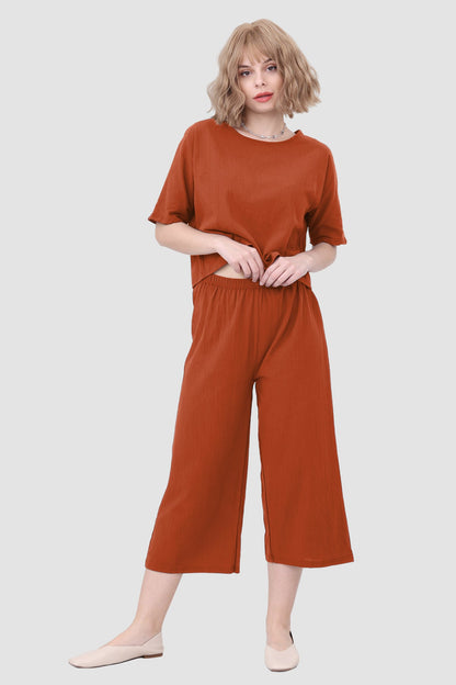 Short Sleeve Top & Elastic Waist Pants