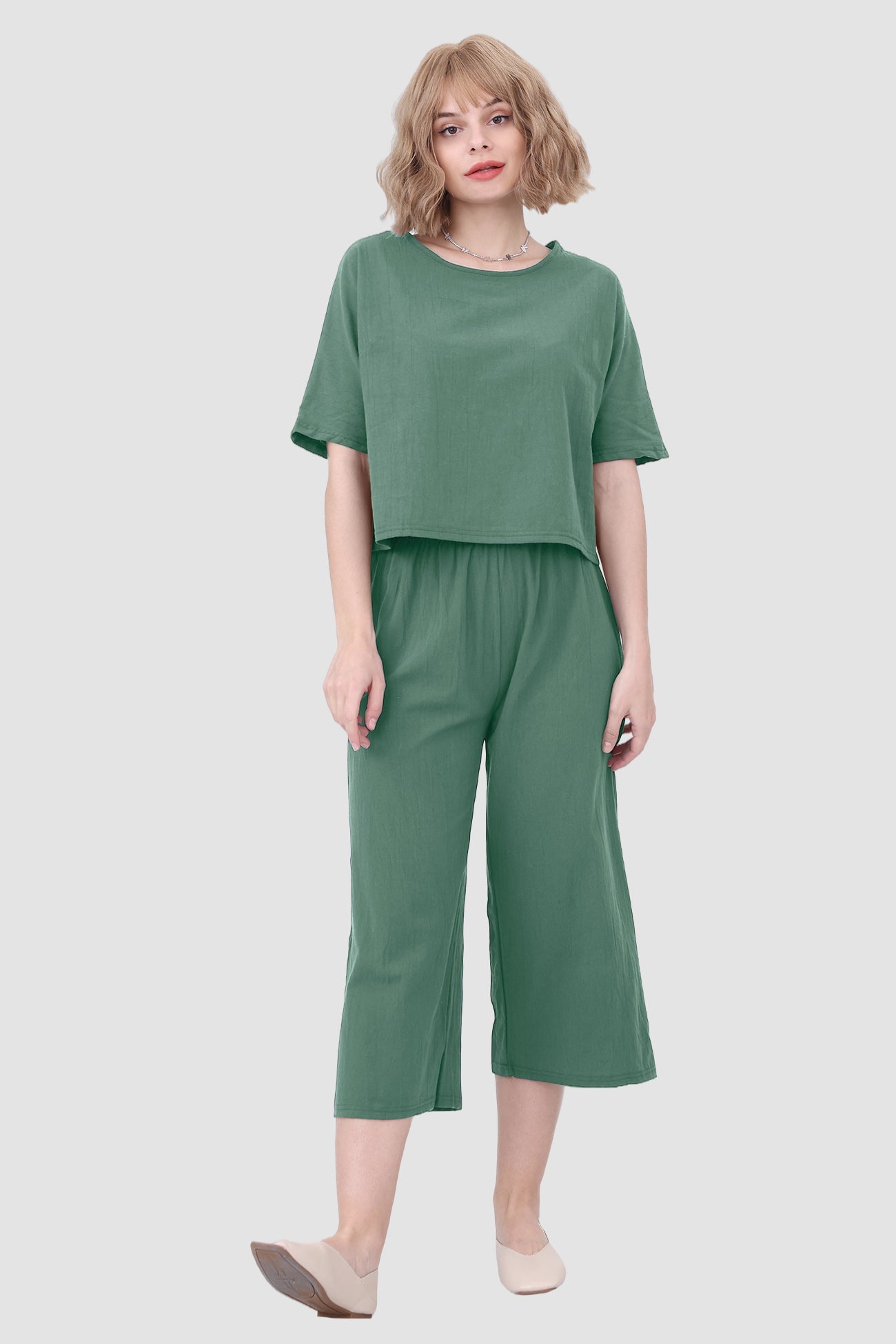 Short Sleeve Top & Elastic Waist Pants