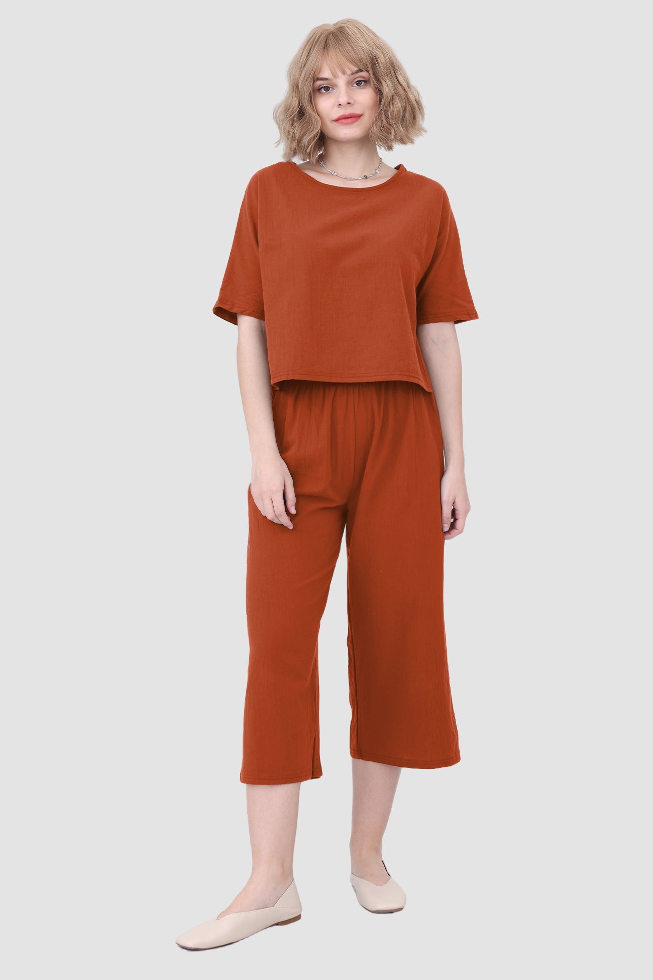 Short Sleeve Top & Elastic Waist Pants
