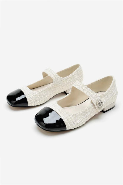 Splicing Color Round-toe Flats