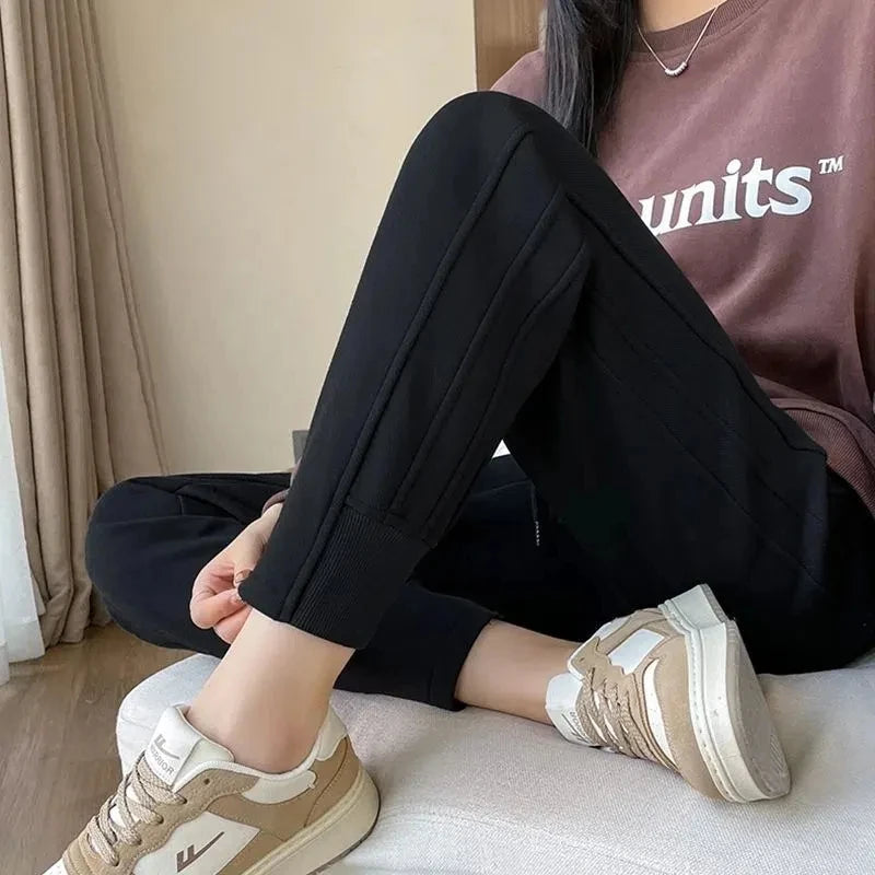 Plush Warm Drawstring Loose Fleece Sweatpants