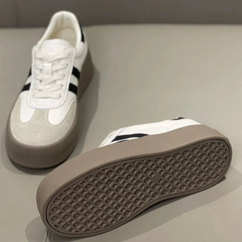 Sports Shoes Thick Sole Board Shoes New Cowhide Everything Soft Sole Inside Increase De Training Shoes