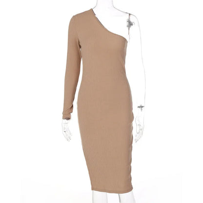 Sweater Knitted Diagonal Split Midi Dresses