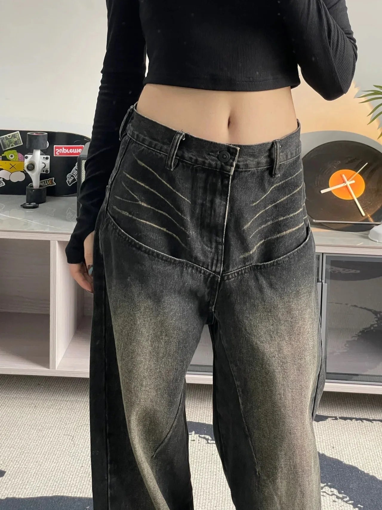 High Street Spicy Straight Tube Wide Leg Long Pants