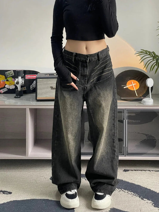 High Street Spicy Straight Tube Wide Leg Long Pants