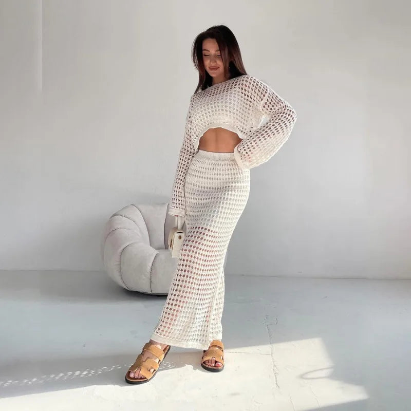 Dressbetty - Summer Thin Knit Mesh Hollow-out Skirt