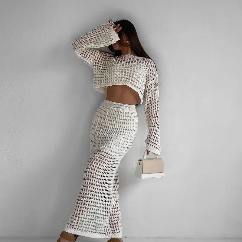 Dressbetty - Summer Thin Knit Mesh Hollow-out Skirt