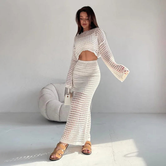 Dressbetty - Summer Thin Knit Mesh Hollow-out Skirt