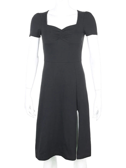 Ruched Black Short Female Summer Es New Midi Dresses