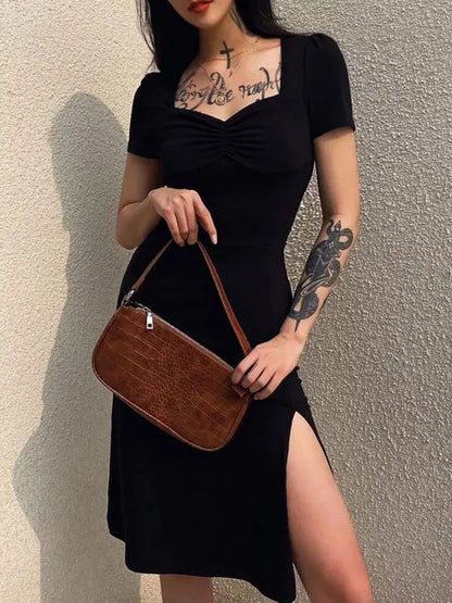 Ruched Black Short Female Summer Es New Midi Dresses