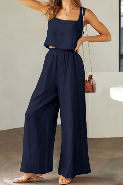 Square Neck Tank Top Long Pants Set