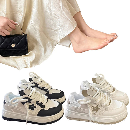 Star Walking Sneakers Y2k Platform Shoes Thick Sole Aesthetic Tennis Shoes Non-slip Skateboard Shoes for Walking Jogging