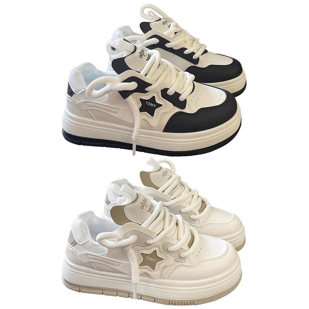 Star Walking Sneakers Y2k Platform Shoes Thick Sole Sport Shoes Non-slip Aesthetic Tennis Shoes for Outdoor Sports
