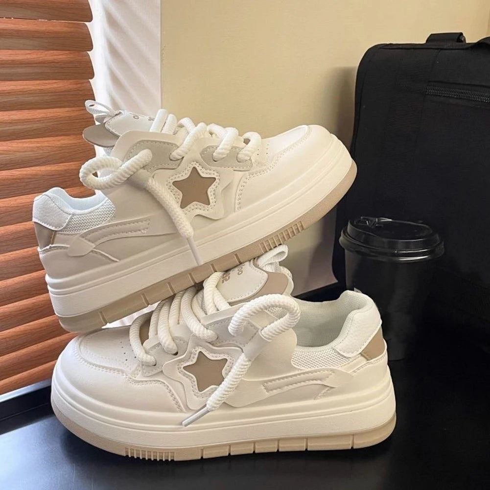 Star Walking Sneakers Y2k Platform Shoes Thick Sole Aesthetic Tennis Shoes Non-slip Skateboard Shoes for Walking Jogging