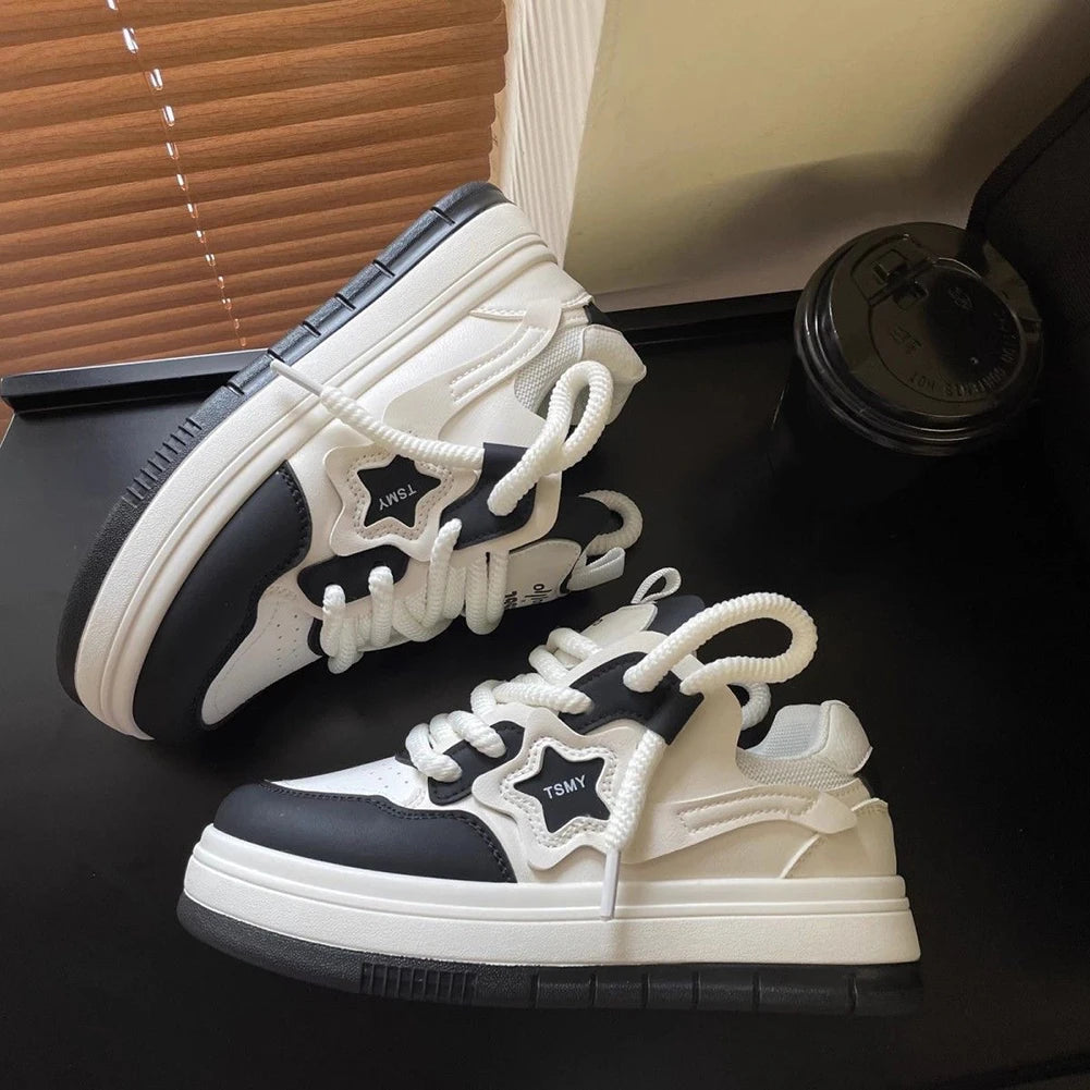 Star Walking Sneakers Y2k Platform Shoes Thick Sole Sport Shoes Non-slip Aesthetic Tennis Shoes for Outdoor Sports