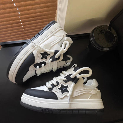 Star Walking Sneakers Y2k Platform Shoes Thick Sole Sport Shoes Non-slip Aesthetic Tennis Shoes for Outdoor Sports
