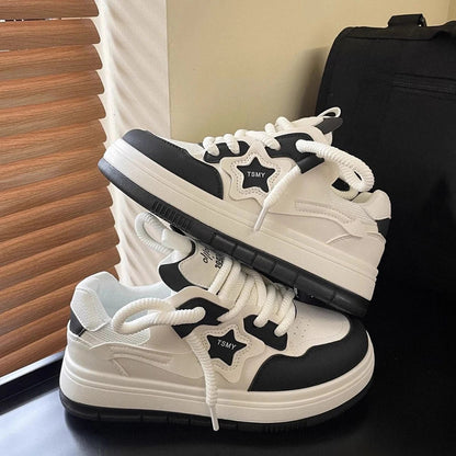 Star Walking Sneakers Y2k Platform Shoes Thick Sole Sport Shoes Non-slip Aesthetic Tennis Shoes for Outdoor Sports