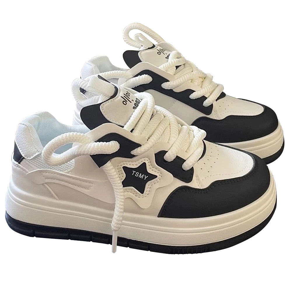 Star Walking Sneakers Y2k Platform Shoes Thick Sole Sport Shoes Non-slip Aesthetic Tennis Shoes for Outdoor Sports