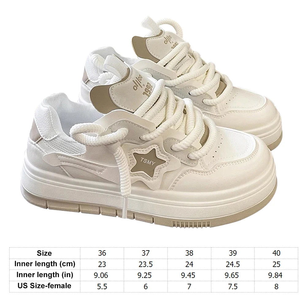 Star Walking Sneakers Y2k Platform Shoes Thick Sole Aesthetic Tennis Shoes Non-slip Skateboard Shoes for Walking Jogging