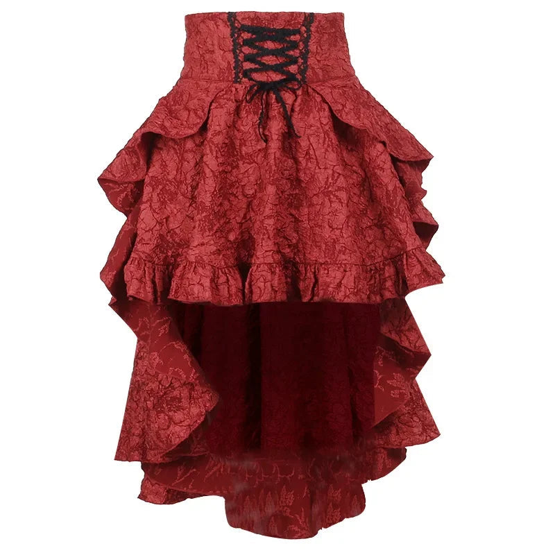 Steamwomen Gothic Irregular Shirring Pleated Party Maxi Long High Low Costumes Corset Skirt