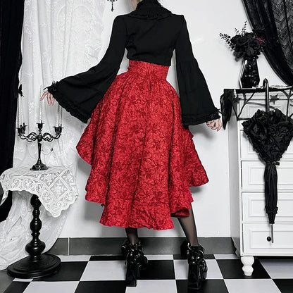 Steamwomen Gothic Irregular Shirring Pleated Party Maxi Long High Low Costumes Corset Skirt