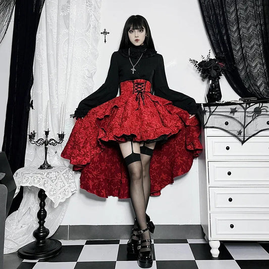 Steamwomen Gothic Irregular Shirring Pleated Party Maxi Long High Low Costumes Corset Skirt