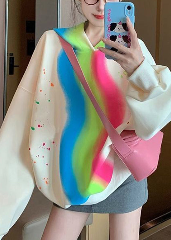 Apricot Hooded Tie Dye Cotton Sweatshirts Spring Yf009