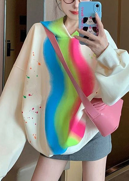 Apricot Hooded Tie Dye Cotton Sweatshirts Spring Yf009