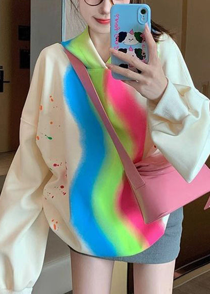 Apricot Hooded Tie Dye Cotton Sweatshirts Spring Yf009