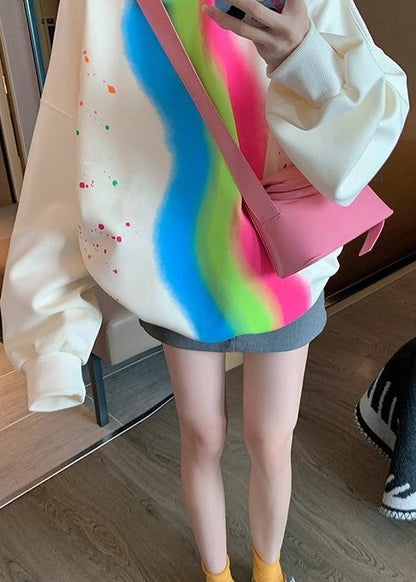 Apricot Hooded Tie Dye Cotton Sweatshirts Spring Yf009