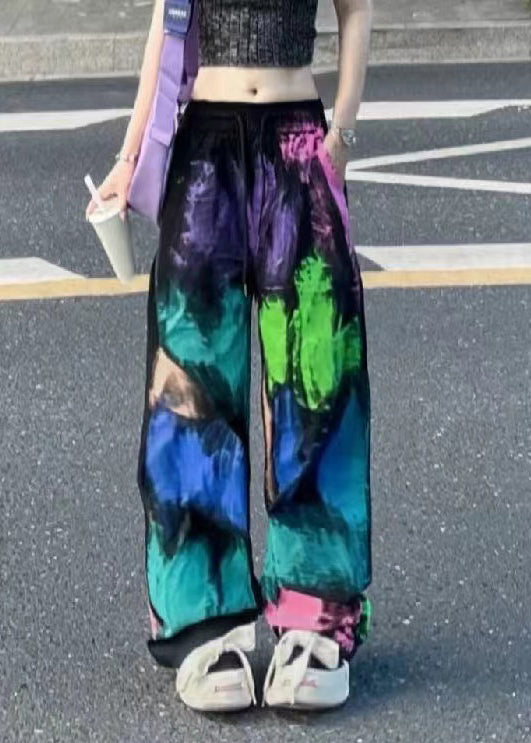 Tie Dye Elastic Waist Wide Leg Pants Summer Bv067