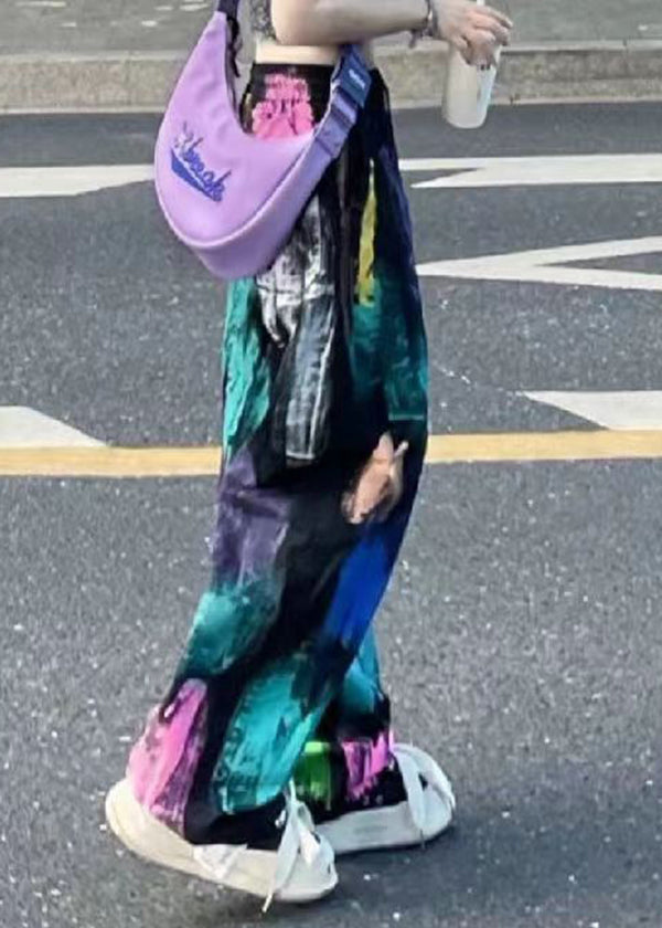 Tie Dye Elastic Waist Wide Leg Pants Summer Bv067