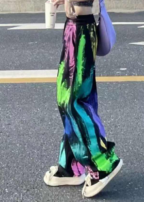 Tie Dye Elastic Waist Wide Leg Pants Summer Bv067