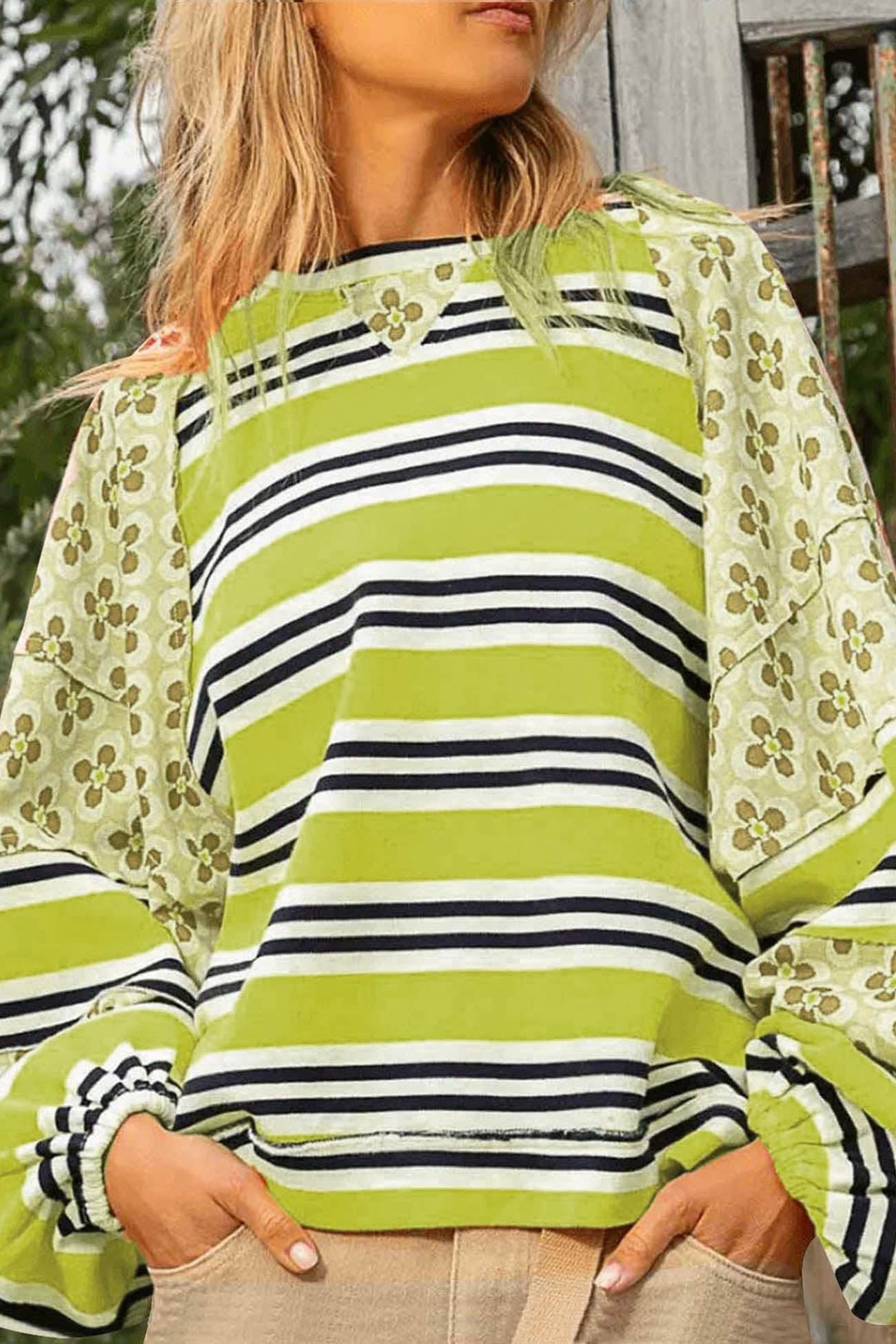 Striped Print Cotton Sweatshirt