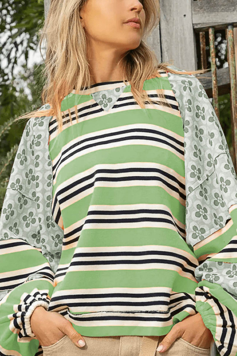 Striped Print Cotton Sweatshirt