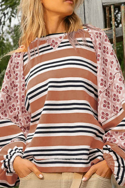 Striped Print Cotton Sweatshirt