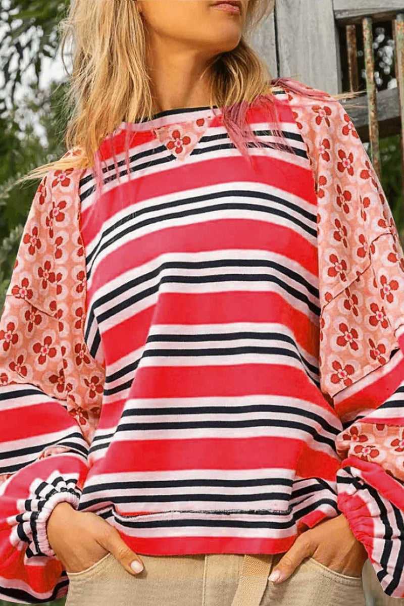Striped Print Cotton Sweatshirt