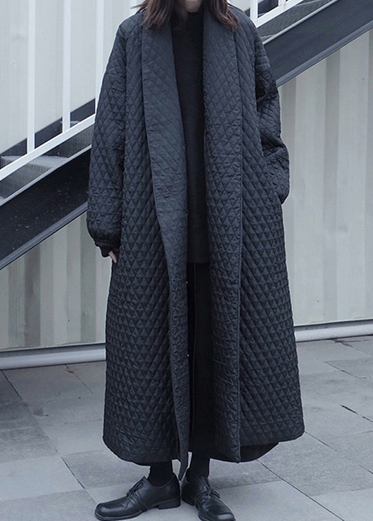 Style Black Peter Pan Collar Pockets Fine Cotton Filled Coat Winter Ru041