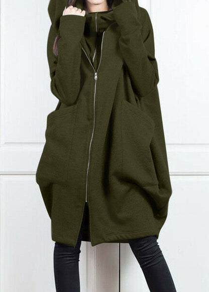 Style Grey Hooded Pockets False Two Pieces Cotton Coat Spring Tl034