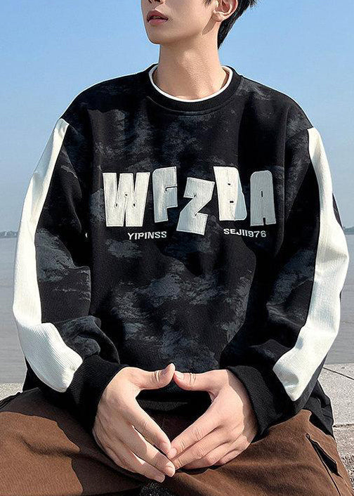 Style Pink O Neck Tie Dye Cotton Sweatshirt Fall Eq002