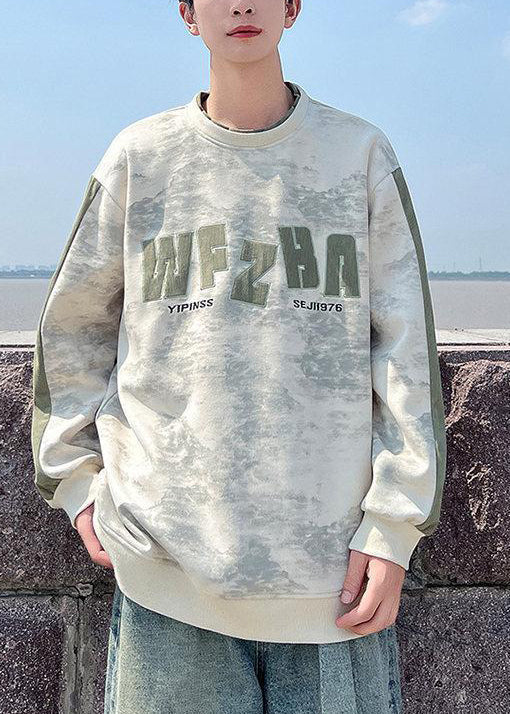 Style Pink O Neck Tie Dye Cotton Sweatshirt Fall Eq002