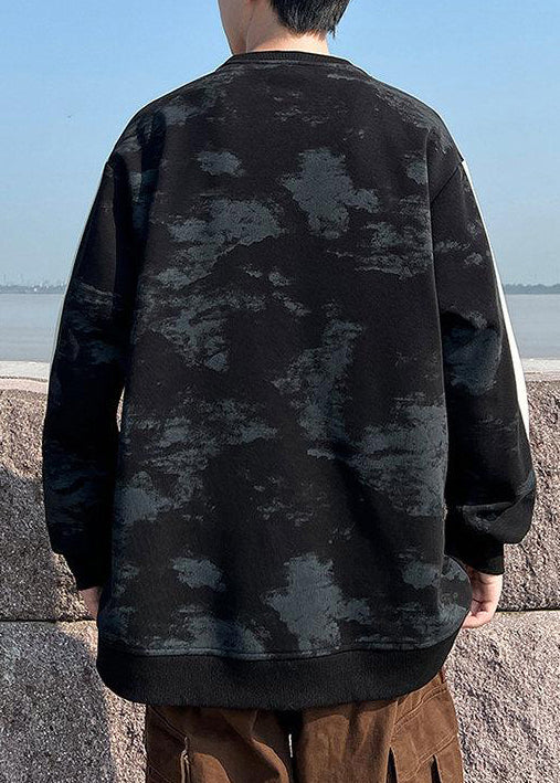 Style Pink O Neck Tie Dye Cotton Sweatshirt Fall Eq002