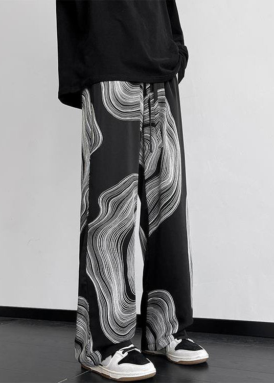 Oversized White Cotton Style Spring Pants Print