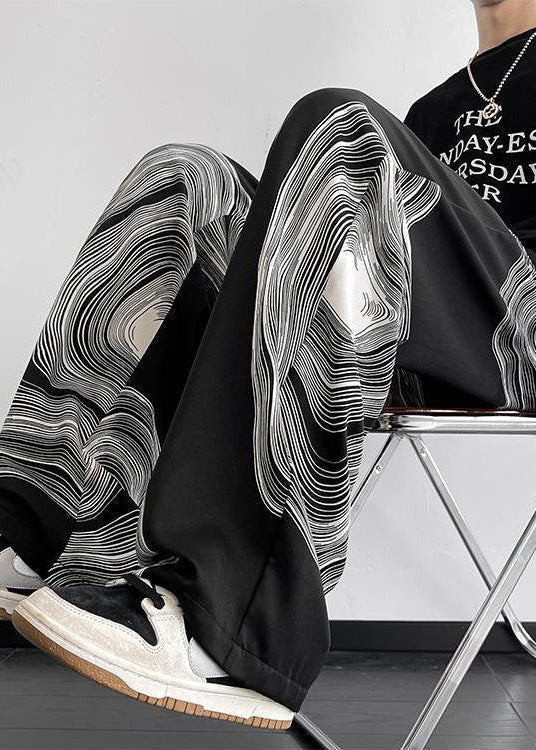 Oversized White Cotton Style Spring Pants Print