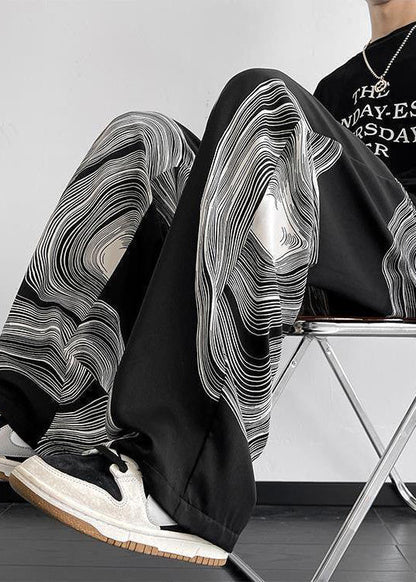 Oversized White Cotton Style Spring Pants Print