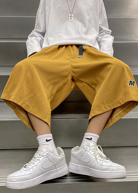 Stylish Beige Pockets Drawstring Crop Pants Summer Yt027